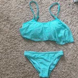 Two piece padded crochet style swimsuit